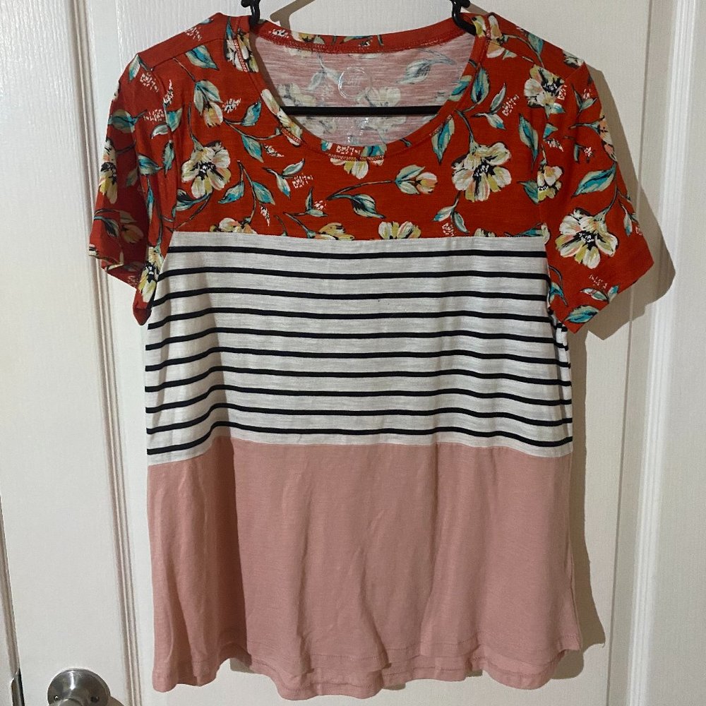 Maurices Patterned Short Sleeve Blouse